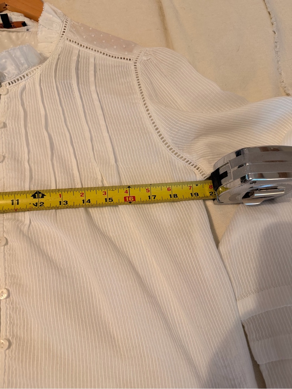 Quince Organic Cotton Pintuck Ruffle Blouse White Women’s M Cottagecore - Picture 6 of 7